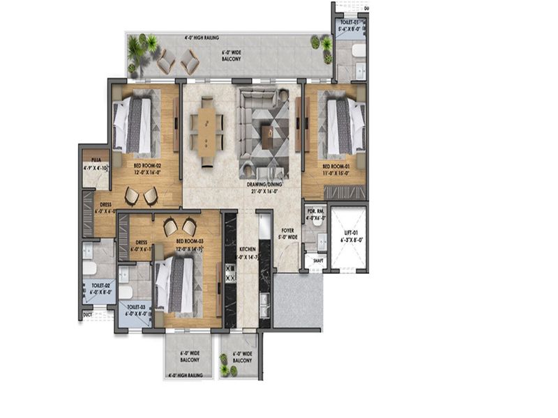 Vintage Greens — 3 BHK Floor Plan thumbnail