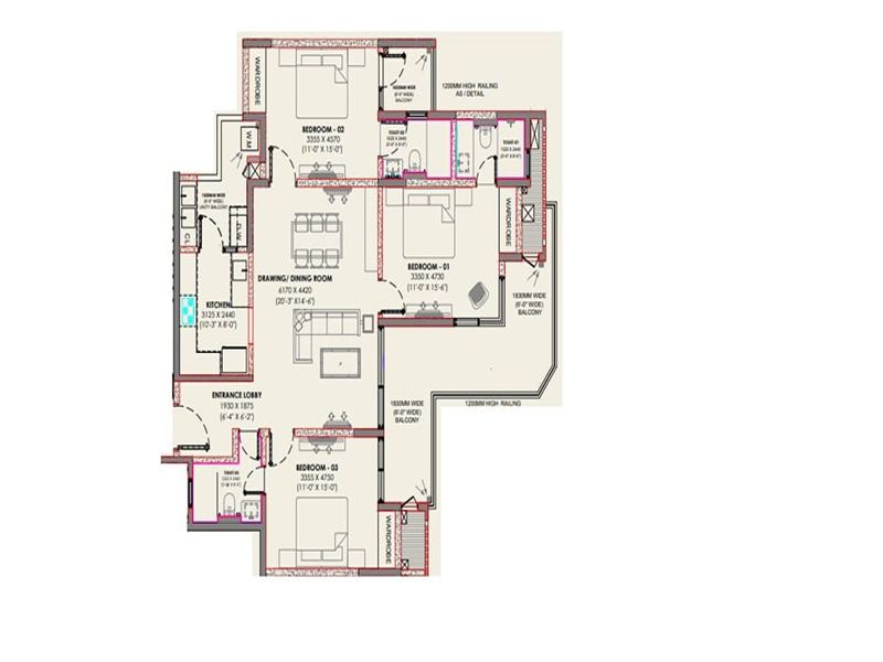 Suncity Ultima — 3 BHK Floor Plan thumbnail