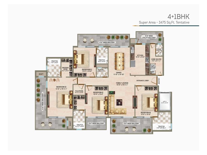 Genesis Heights — 4 BHK Floor Plan thumbnail