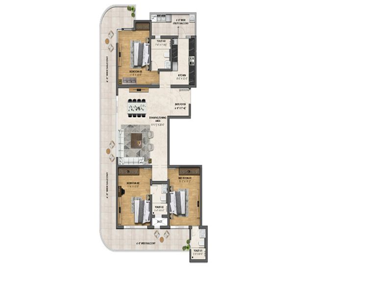 Atlantis Three Sixty — 3 BHK Floor Plan thumbnail