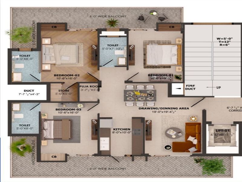Stellar Heights — 3 BHK Floor Plan thumbnail