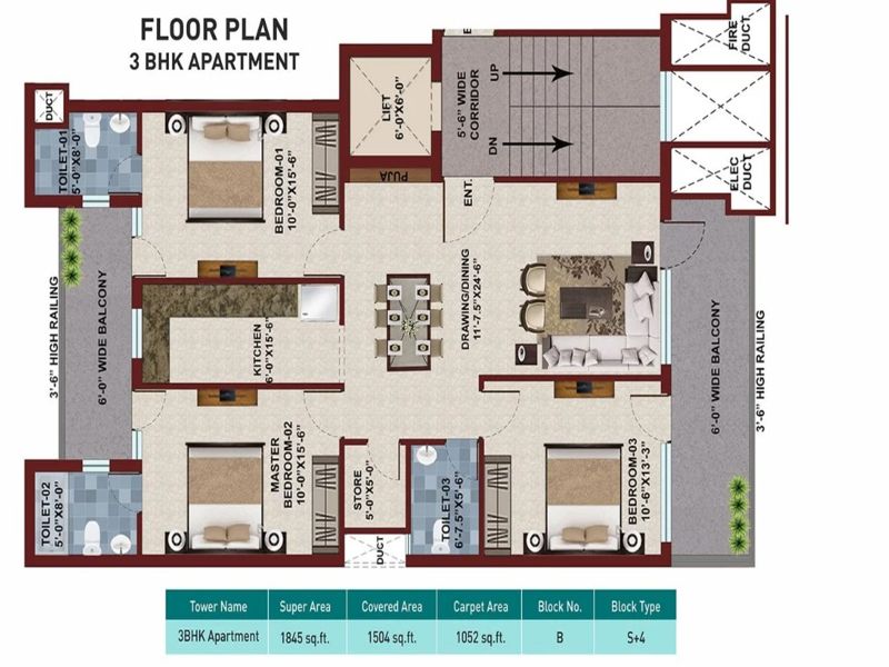 SBP City of Dreams — 3 BHK Floor Plan thumbnail