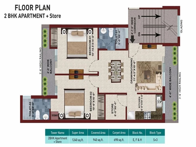 SBP City of Dreams — 2 BHK Floor Plan thumbnail