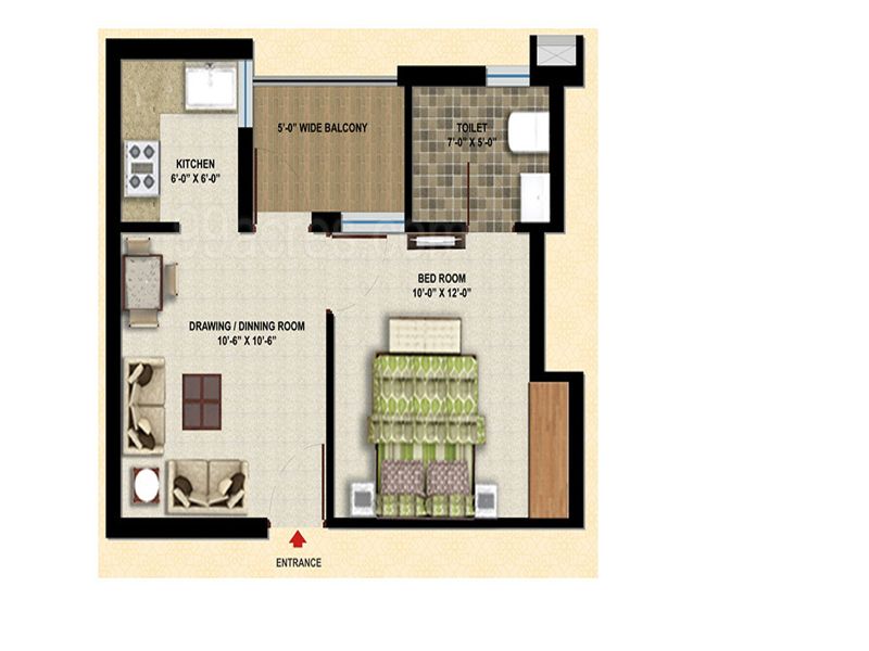 SBP City of Dreams — 1 BHK Floor Plan thumbnail