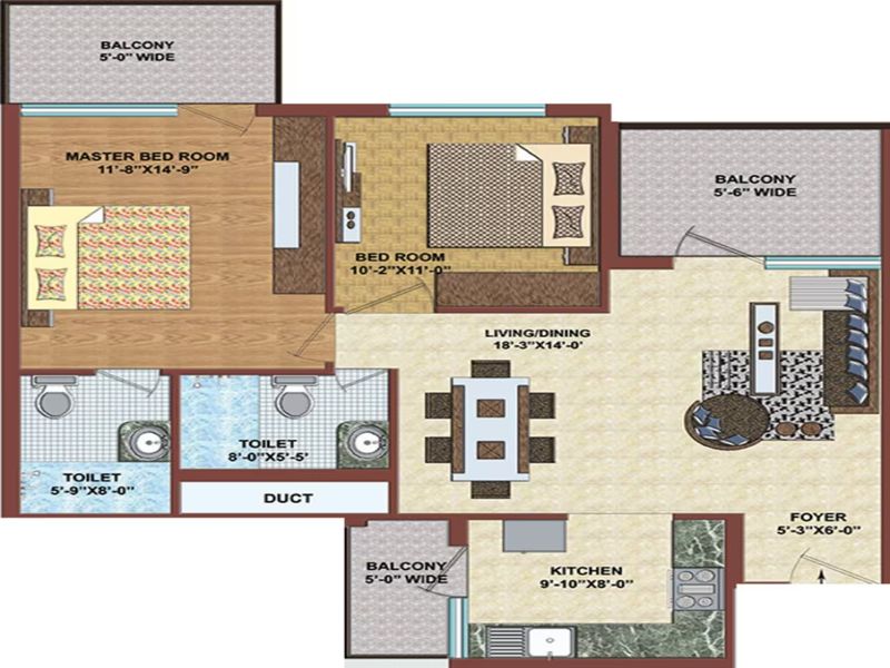 TDI Wellington Heights — 2 BHK Floor Plan thumbnail