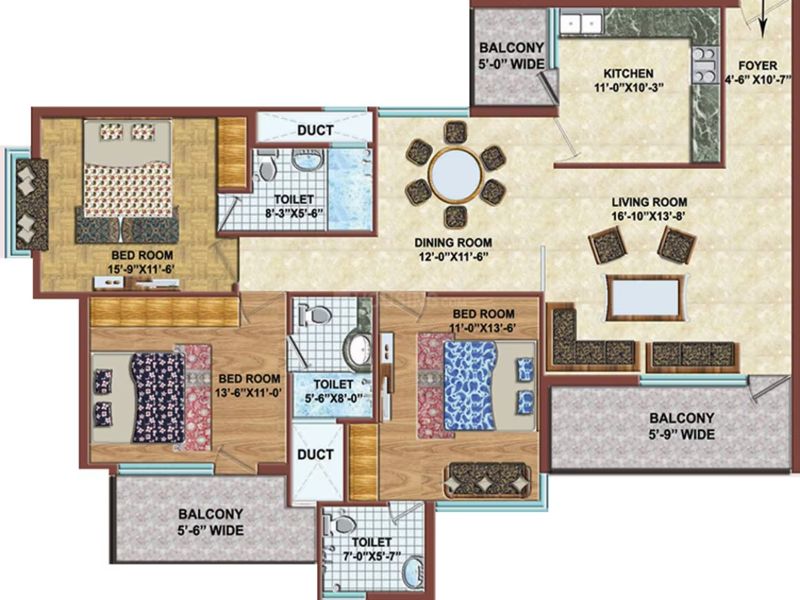 TDI Wellington Heights — 3 BHK Floor Plan thumbnail