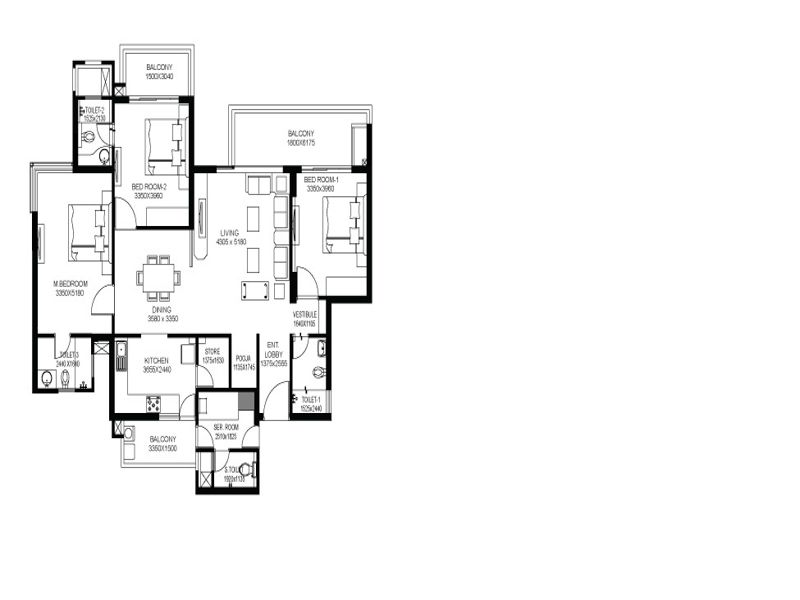 Homeland Heights — 3 BHK Floor Plan thumbnail