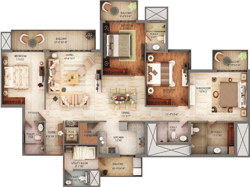 Homeland Heights — 4 BHK Floor Plan thumbnail