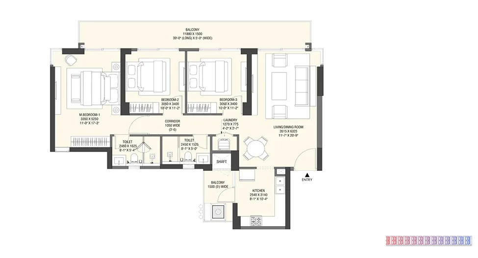 Emaar Serenity Hills — 3 BHK Floor Plan thumbnail