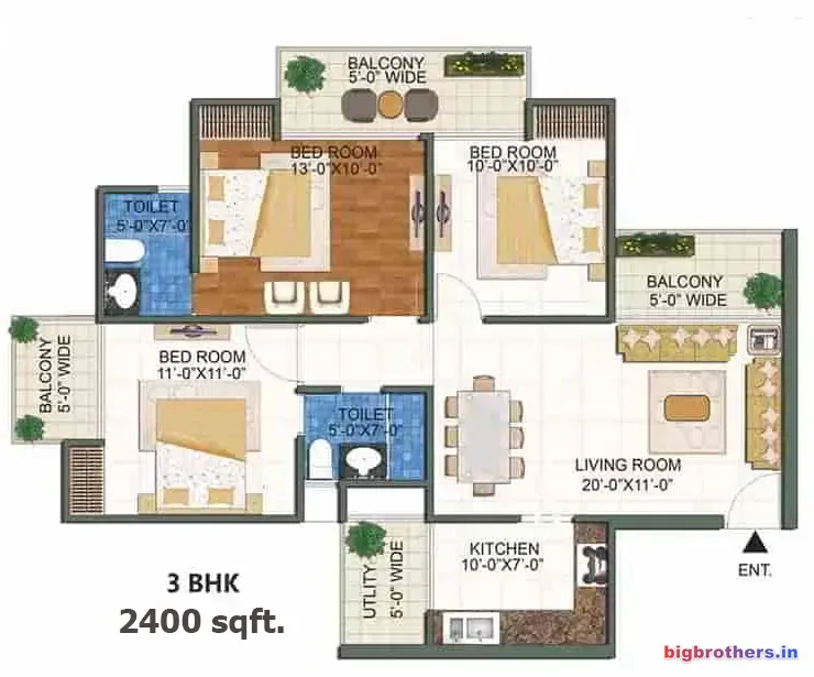 Eldeco Echoes of Eden — 3 BHK Floor Plan thumbnail