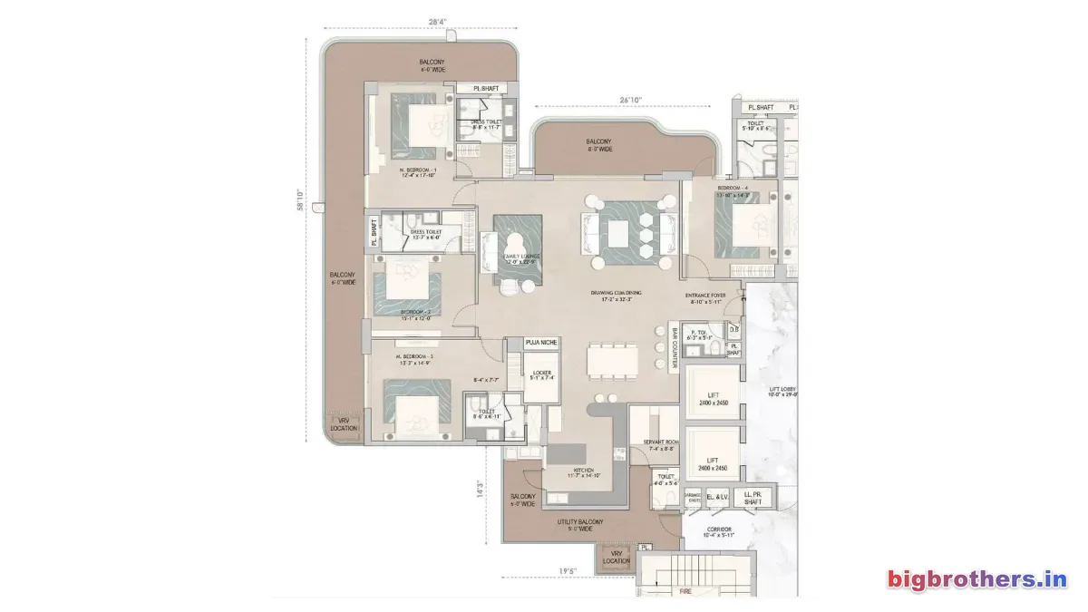 Noble Magnollia — 4 BHK Floor Plan thumbnail