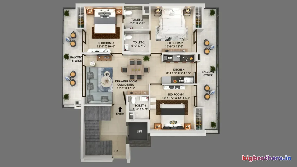 Skylar Homes — 3 BHK Floor Plan thumbnail