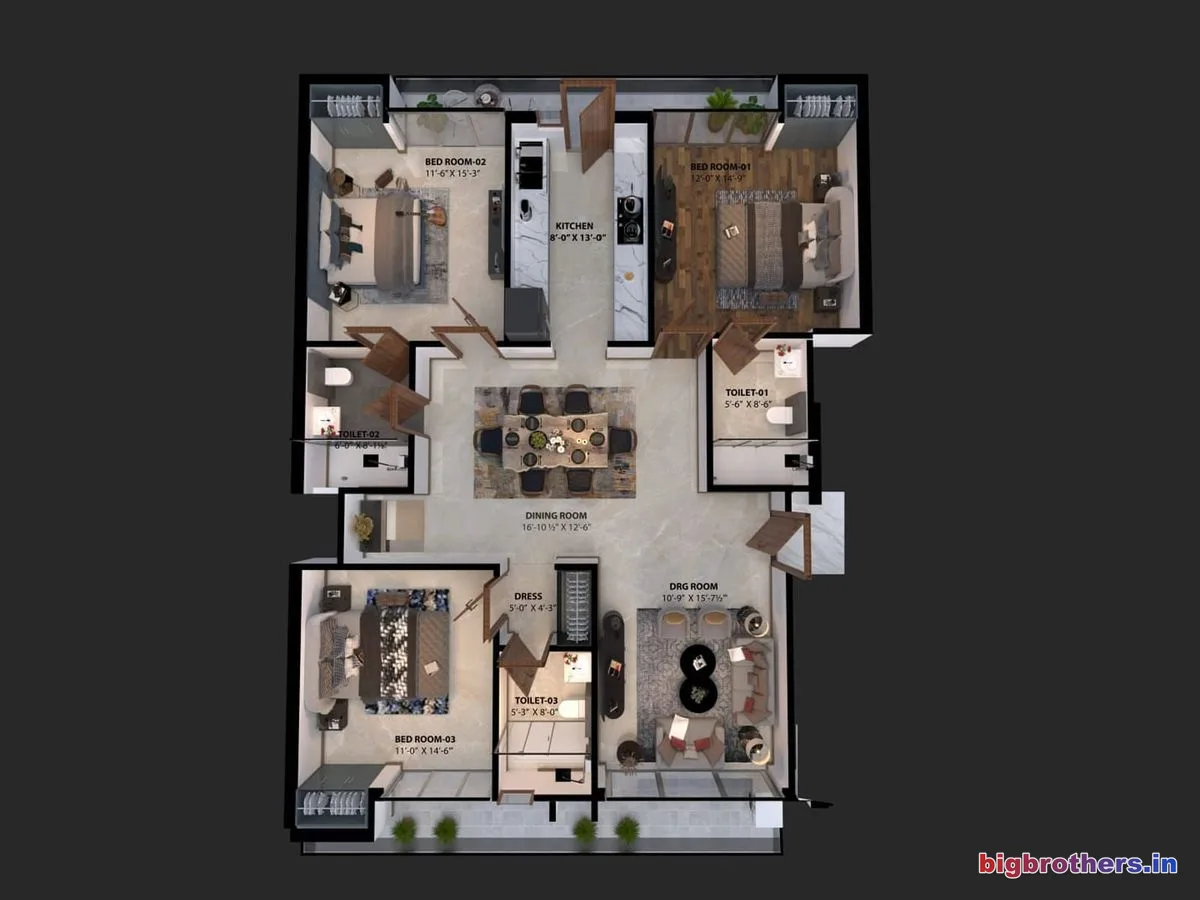 Geetu Realcon — 3 BHK Floor Plan thumbnail