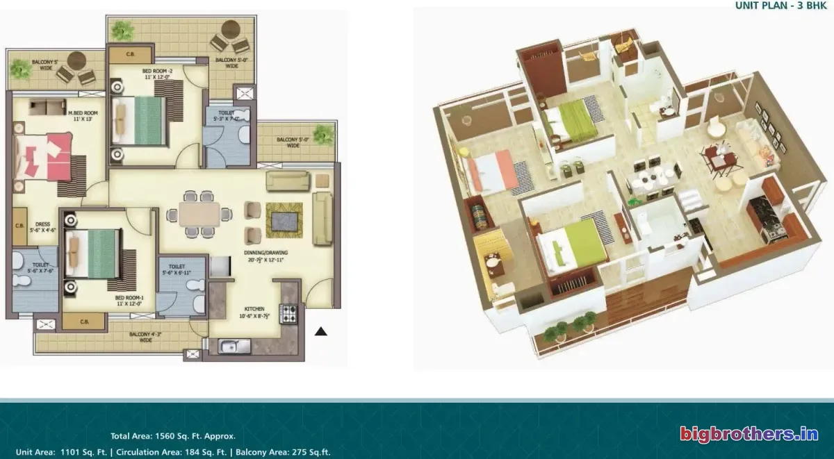 Skyline Park — 3 BHK Floor Plan thumbnail