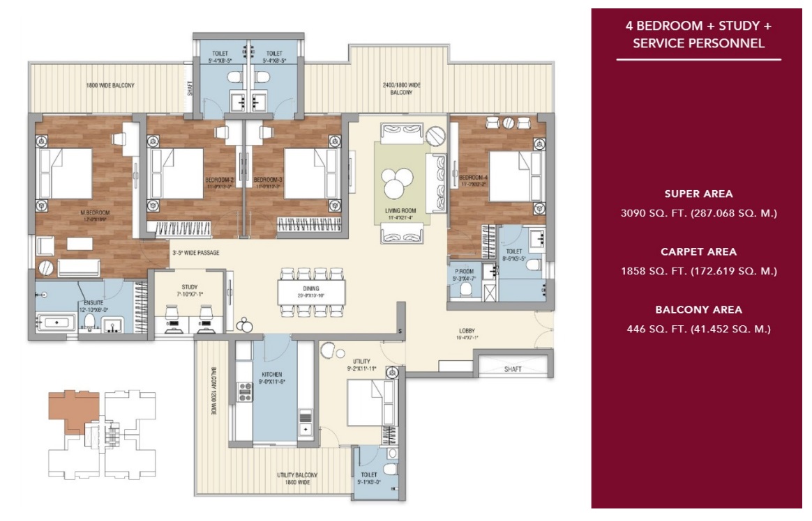 Tulip Crimson Residences — 4 BHK Floor Plan thumbnail