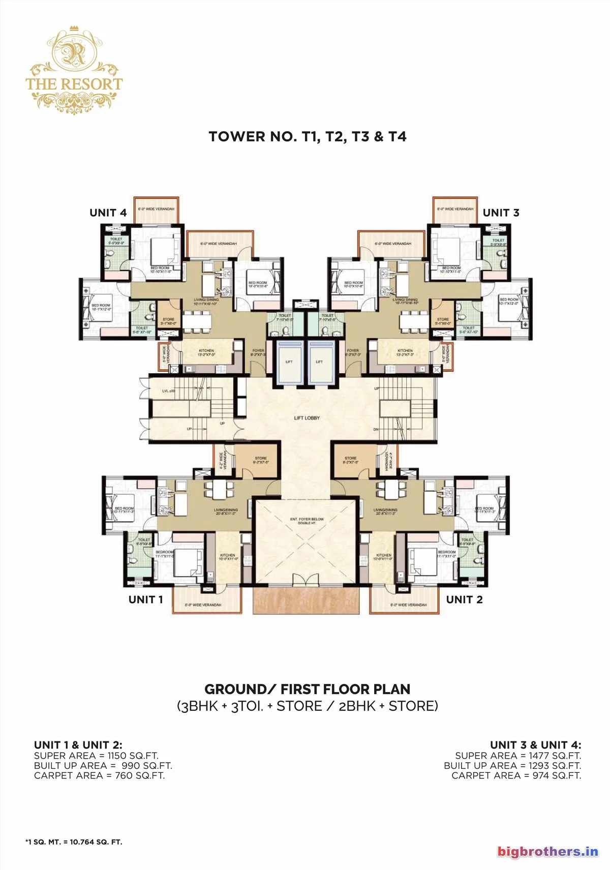 Omaxe The Resort Chandigarh — 3 BHK Floor Plan